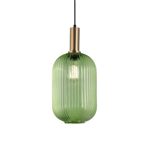 Colgante 1 luz E27 vidrio diámetro 20 cm, alto 33cm verde